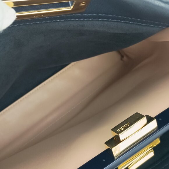 FENDI Navy Leather Peekaboo Shoulder Bag - Picture 8 of 9